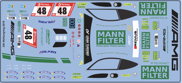 Decal Merc AMG GT3 evo WNR Motorsport Mann Filter Mamba #48  Ring 2020